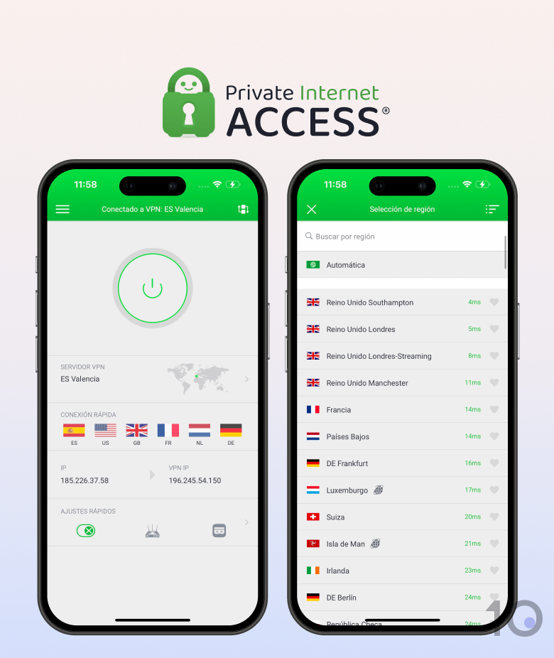 Aplicación VPN de Private Internet Access