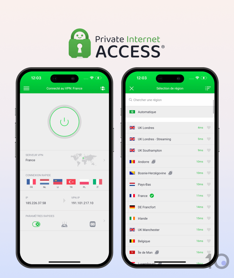 L'application de Private Internet Access