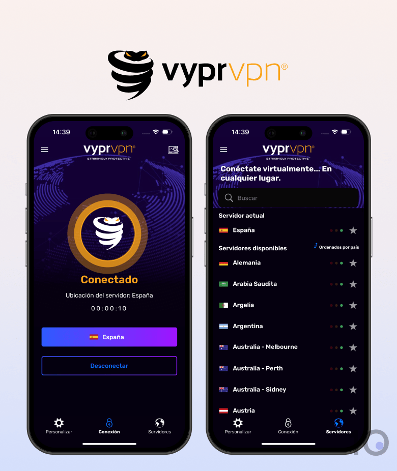 Aplicación VyprVPN en iOS
