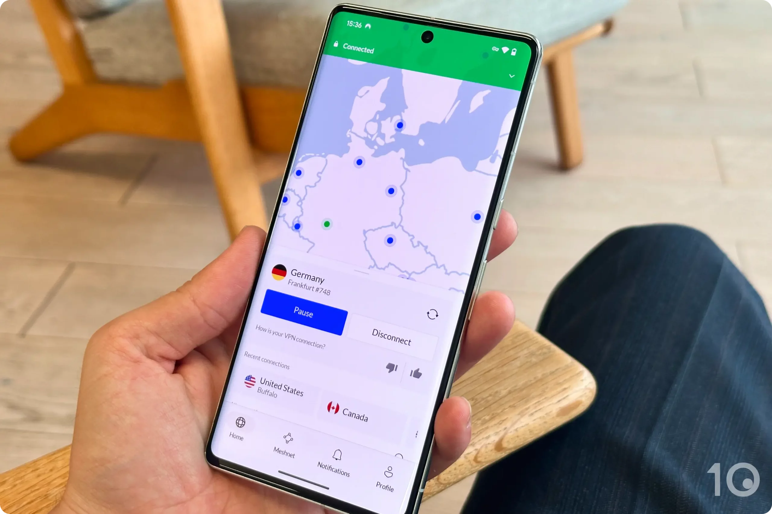 Servidores alemanes de NordVPN en Android