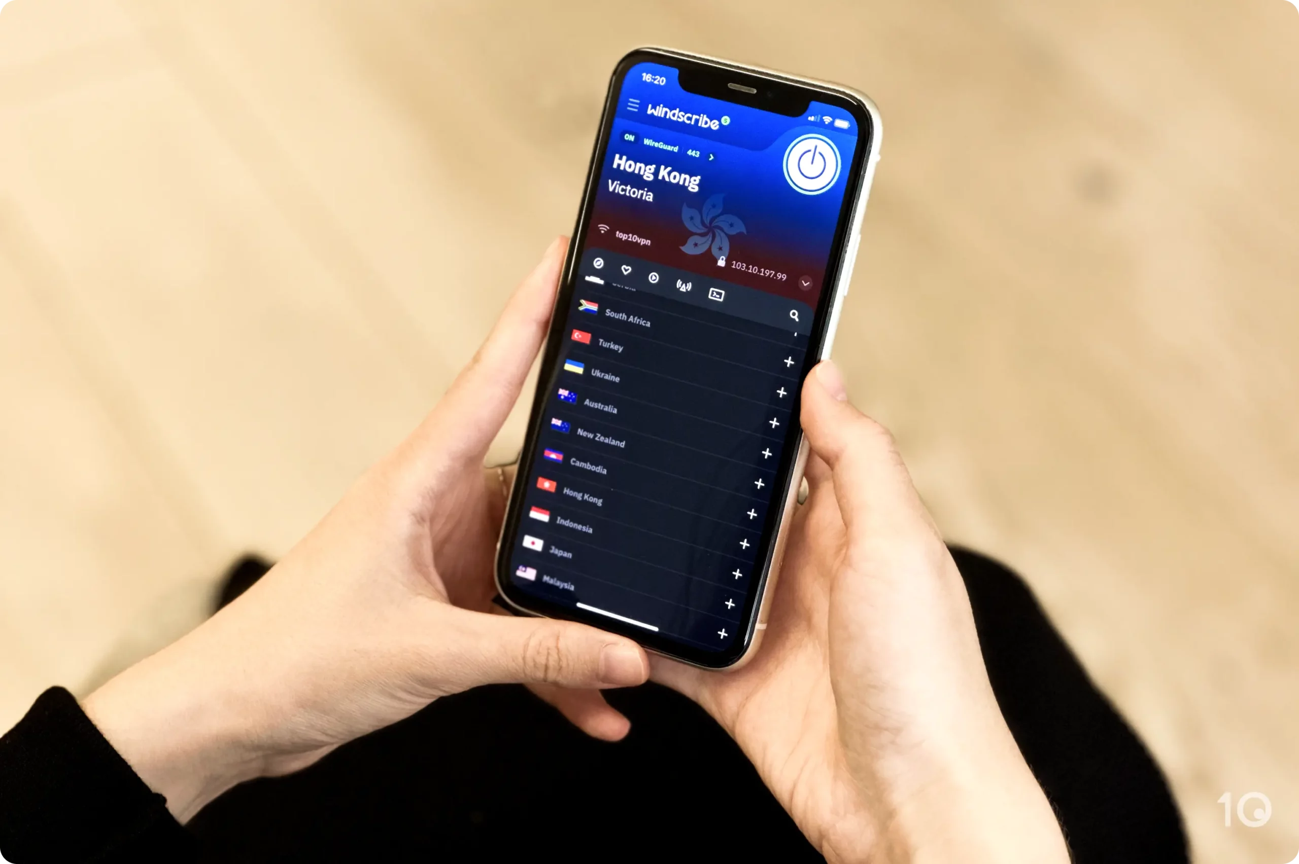 Server a Hong Kong di Windscribe su iOS